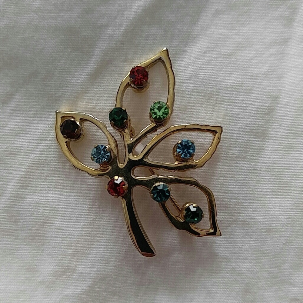 Vintage Rare Anson Family Tree Leaf Brooch Pin